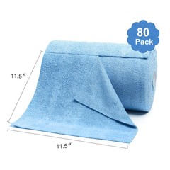 LIVOS Microfiber Cleaning Cloth Roll 80-Pack Reusable Tear Away Towels Blue Car