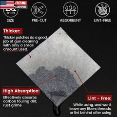 Gun Cleaning Supplies – Gun Cleaning Patches and Long Cotton Swabs Set, 6″ Cotto