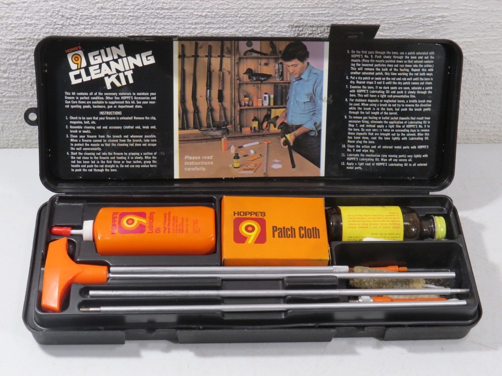 Vintage Hoppes Rifle Gun Cleaning Kit With Black Storage Box