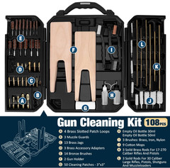 Universal Gun Cleaning Kit, All Calibers, Pistol Rifle Shotgun, Brass Rods