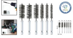Versatile 6 Pcs Bore Brushes with 1/4” Hex Shank for Efficient Rust Removal