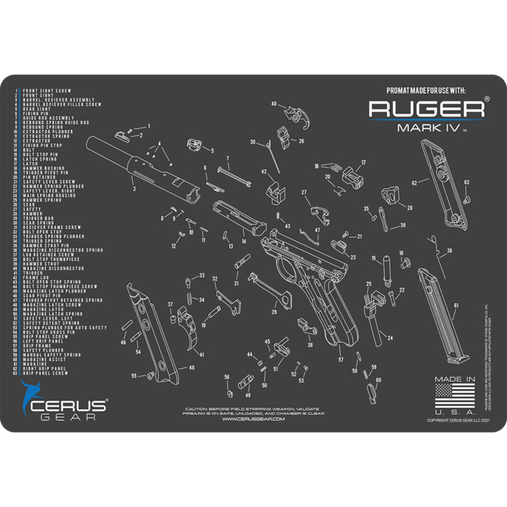 For Ruger MARK 4 IV Armorers Cleaning Mat Cerus Gear PREMIUM Made in USA