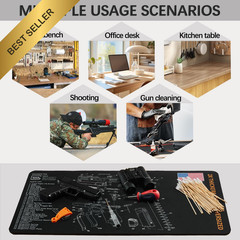 Black Gun Cleaning Mat 24×12 For Glock Pistol Maintenance Pad With 6″ Swabs