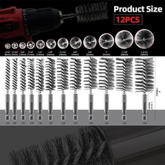 ASNOMY 12Pcs Wire Bore Brush for Drill,5/16″-1-3/16″ Stainless Steel Wire Bru…