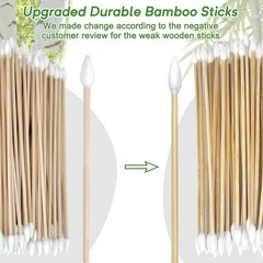 200 Pcs 6 Inch Gun Cleaning Cotton Swabs with Double Pointed Tips, Strong Bamboo