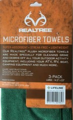RealTree Microfiber Towels – 3 Pack – Green, Orange, & Camo w/Free RemOIl Packet
