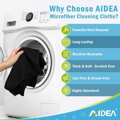AIDEA 150PK Microfiber Cleaning Cloths, Car Kitchen Home, 12x12in Absorbent Towe