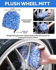Car Wheel Cleaning Kit: Wheel and Rim Flagged Tip Brush, Bendable Barrel