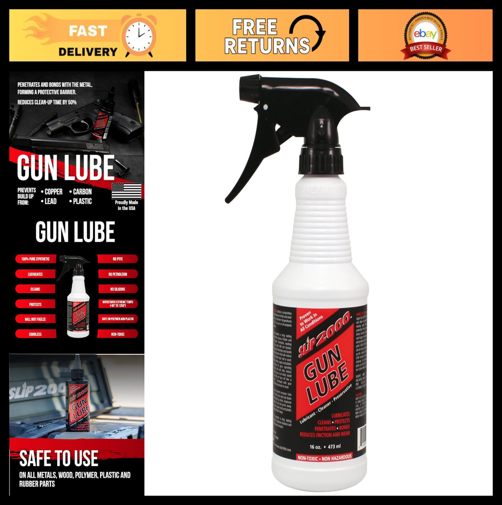 100% Pure Synthetic Gun Lube CLP – 16oz Trigger Spray for Rifles, Shotguns & Pis