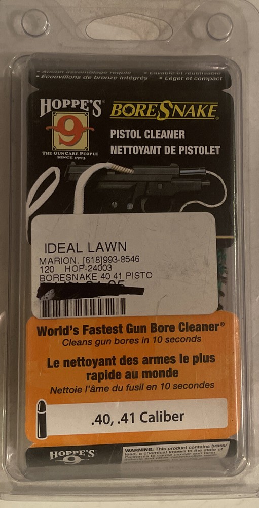 .40 .41 Caliber Pistol Gun Hoppe’s Bore Snake Cleaner Free Fast Shipping