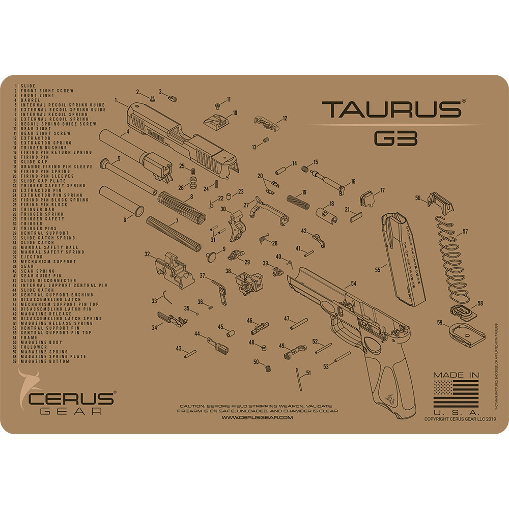 Taurus G3 Pro Armorers Premium Bench Cleaning Mat Cerus Gear FDE