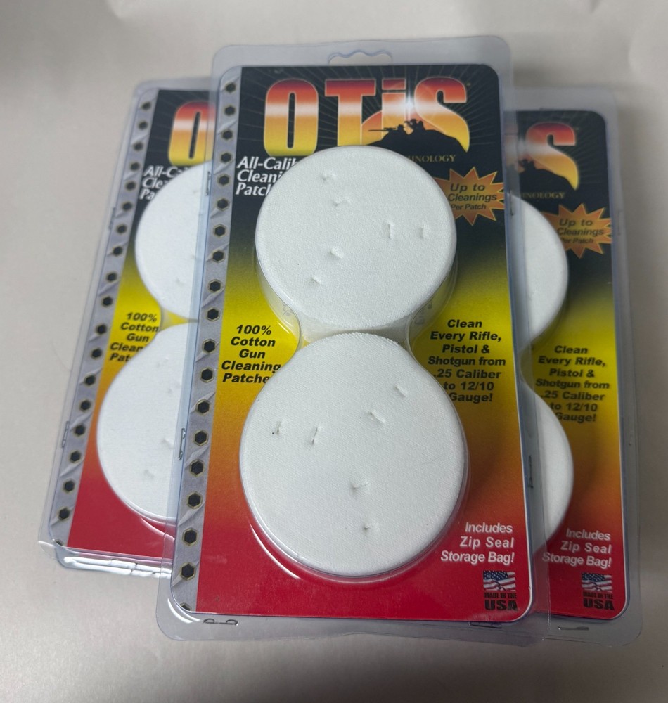 Group of 6 Packages – Otis 100% Cotton Gun Cleaning Patches All Calibers