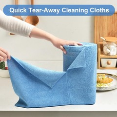 LIVOS Microfiber Cleaning Cloth Roll 80-Pack Reusable Tear Away Towels Blue Car