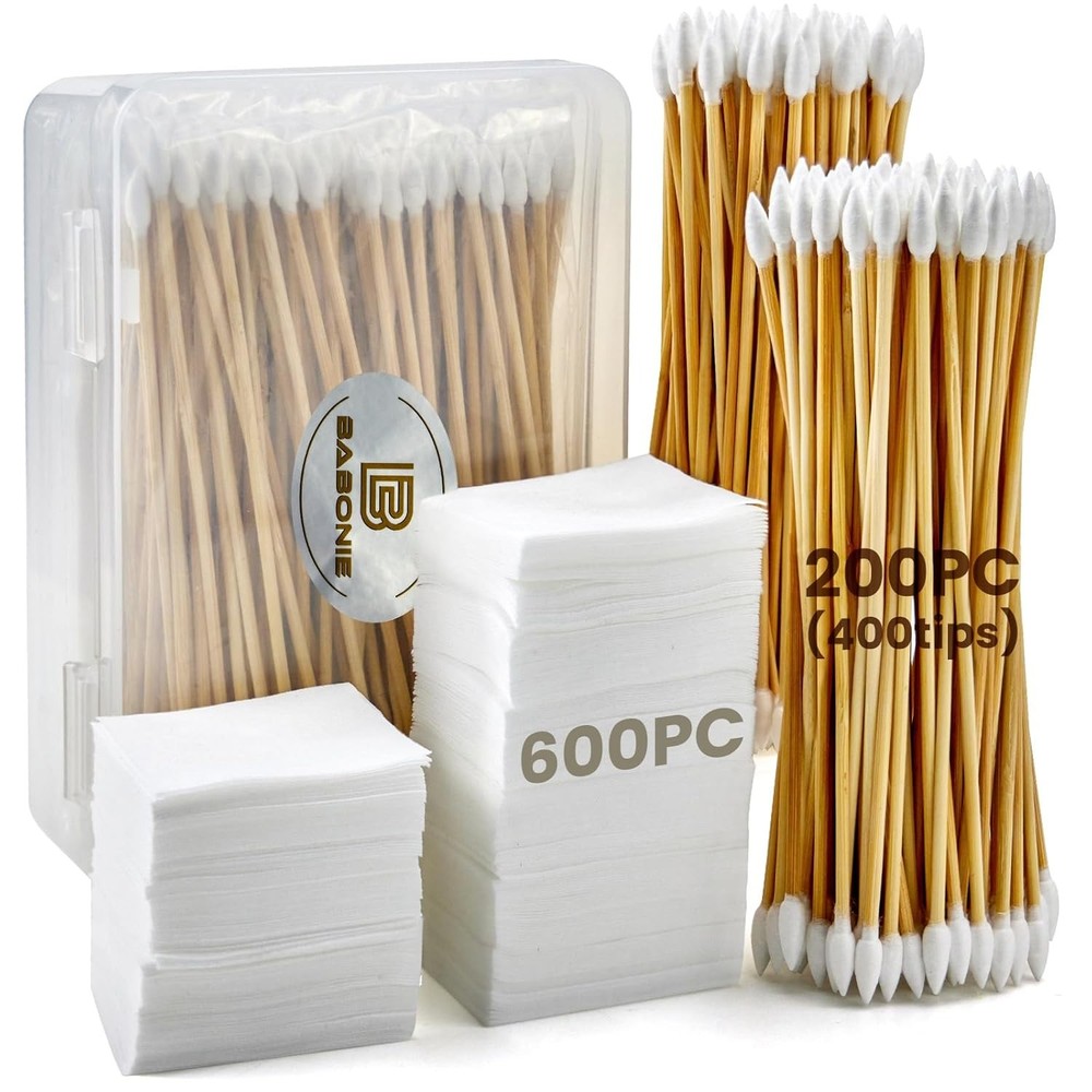 Gun Cleaning Kit Supplies Storage Box 600 Patches 200 Swabs Set