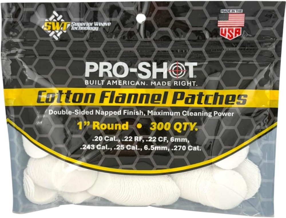 Pro-Shot Premium Gun Cleaning Patches – 100% Cotton Flannel, Superior Weave Tech