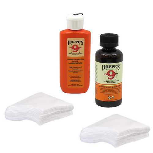 HOPPES Gun Bore Cleaner LUBRICATING OIL & PATCHES for .30 .308 .300, .32 Caliber