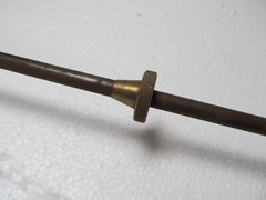 VINTAGE 49″ SOLID RIFLE CLEANING ROD Brass Tip and Sliding Ring, Wood Handle