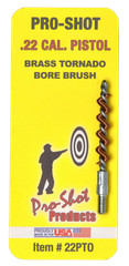 Pro-Shot 22PTO Tornado Bore Brush .22 Cal Pistol #8-32 Thread Brass Spiral Wound
