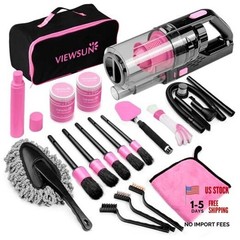 17pcs Car Cleaning Kit Car Interior Detailing Kit with High Power 17PCS Pink