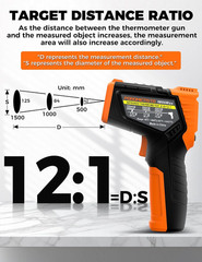 4 in 1 Temperature Gun 4 Types of Alarm Setting,-58-1472°F Measure Infrared/Amb