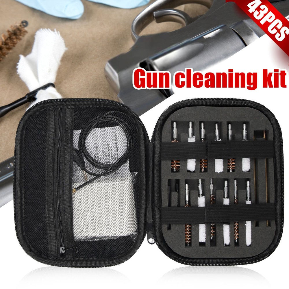 43PCS Pro Gun Cleaning Kit with Brushes Rods Universal for Pistol Rifle Shotgun