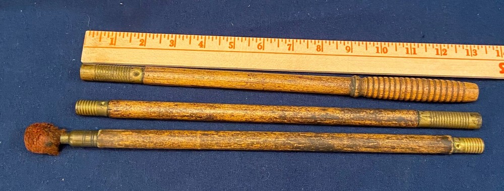 Vintage Wood 3 Piece Shotgun Cleaning Rod With Soft Tip, Brass couplings