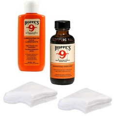 Hoppes Gun Bore Cleaner, Lubricating Oil, Patches in Neoprene Case with Pads etc