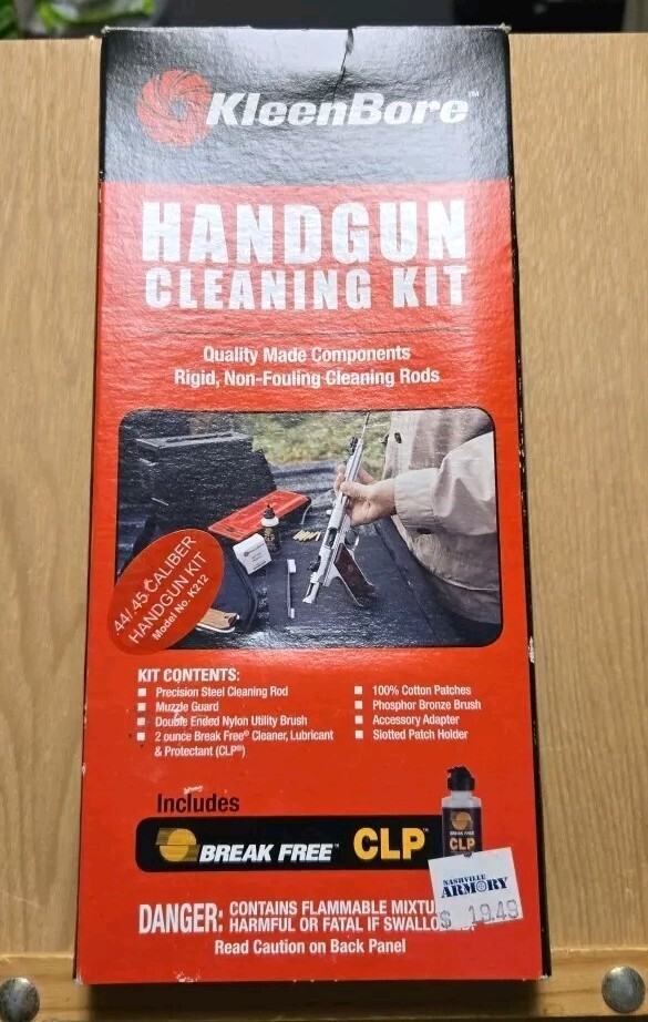 KleenBore BY SAFARILAND CLASSIC HANDGUN GUN CLEANING KIT .44 .45 CALIBER K212