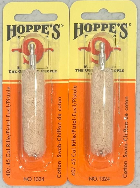 2X Hoppes No. 9 Cotton Cleaning Swab .40/.45 Caliber