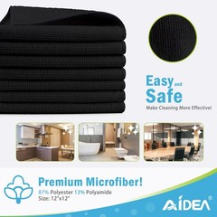 AIDEA 150PK Microfiber Cleaning Cloths, Car Kitchen Home, 12x12in Absorbent Towe