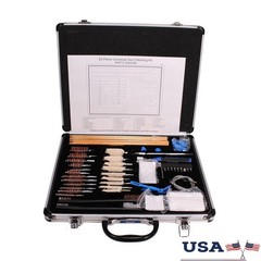 62 Piece Universal Gun Cleaning Kit Deluxe Aluminum Case Pistol Rifle Shotgun US