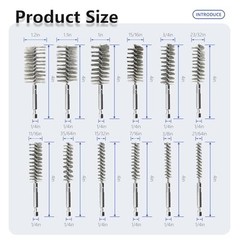 12Pcs Stainless Steel Bore Brush Set – 1/4″ Hex Shank Wire Brushes for Rust & Tu
