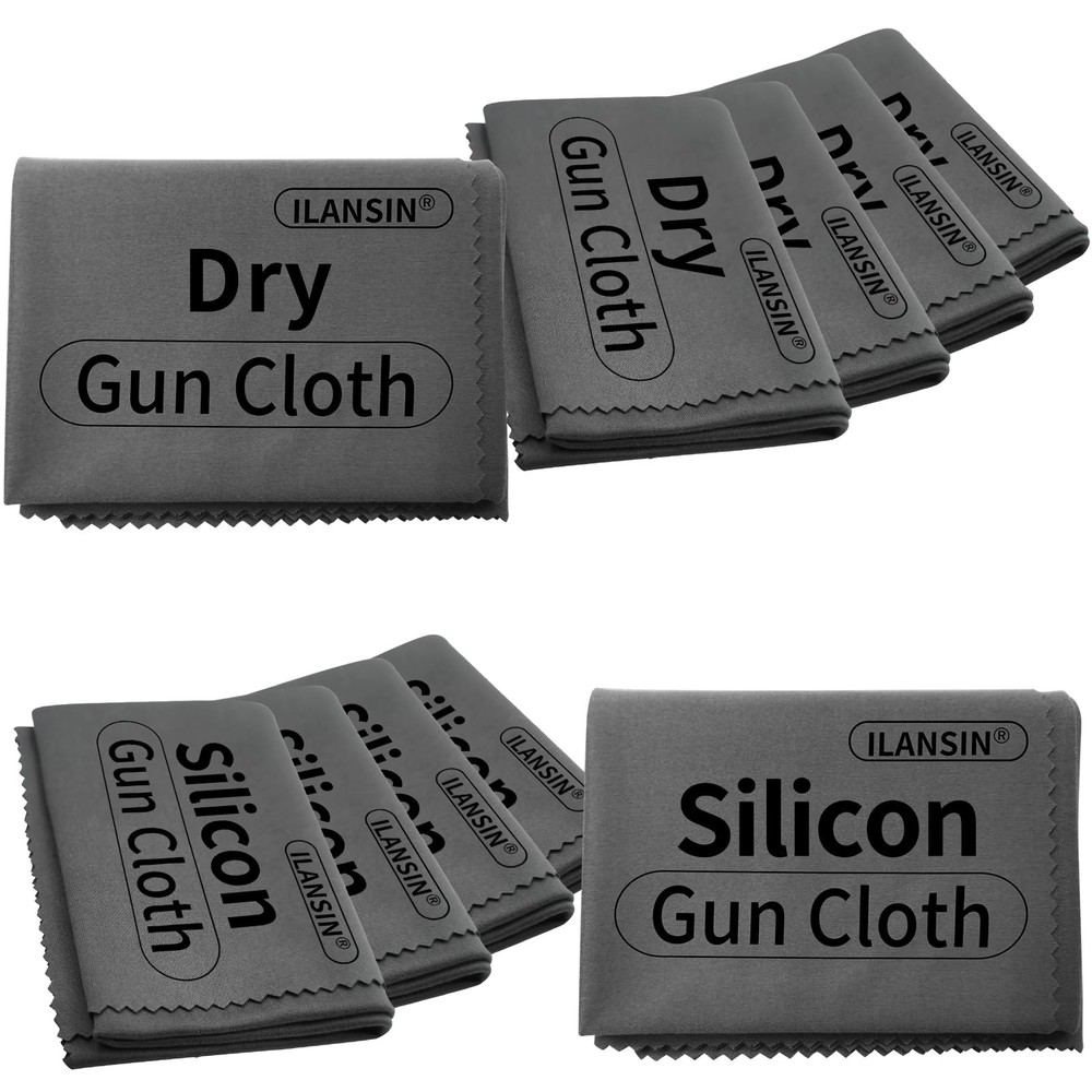 Universal Gun Cleaning Supplies – 5 Pack Dry Gun Cloths+ 5 Pack Silicon Cloth…