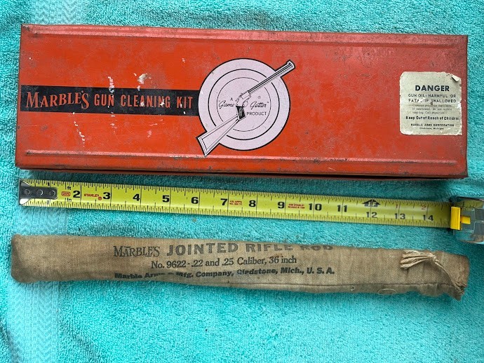 VINTAGE MARBLES CLEANING KIT METAL BOX W/CANVAS CASE