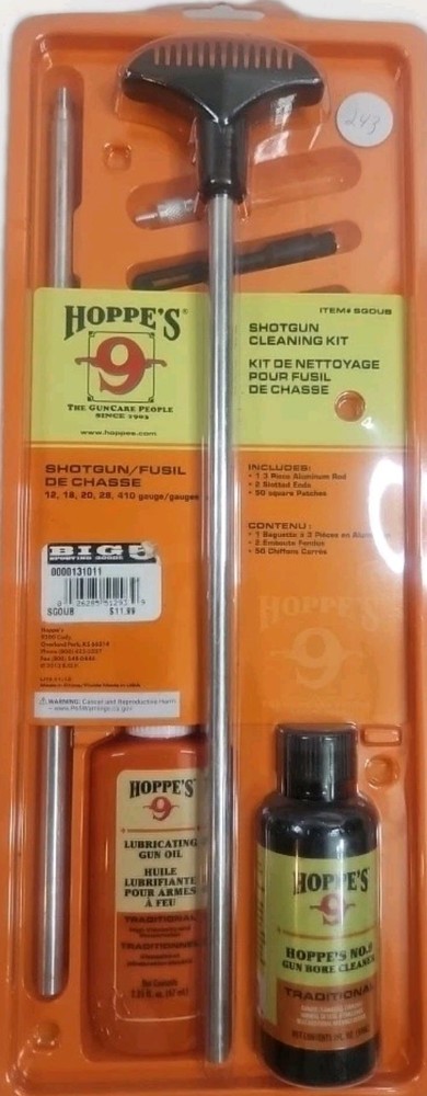 Hoppes SGOUB Shotgun 12 18 20 28 410 Cleaning Kit Universal Alum Rod Clam Pack