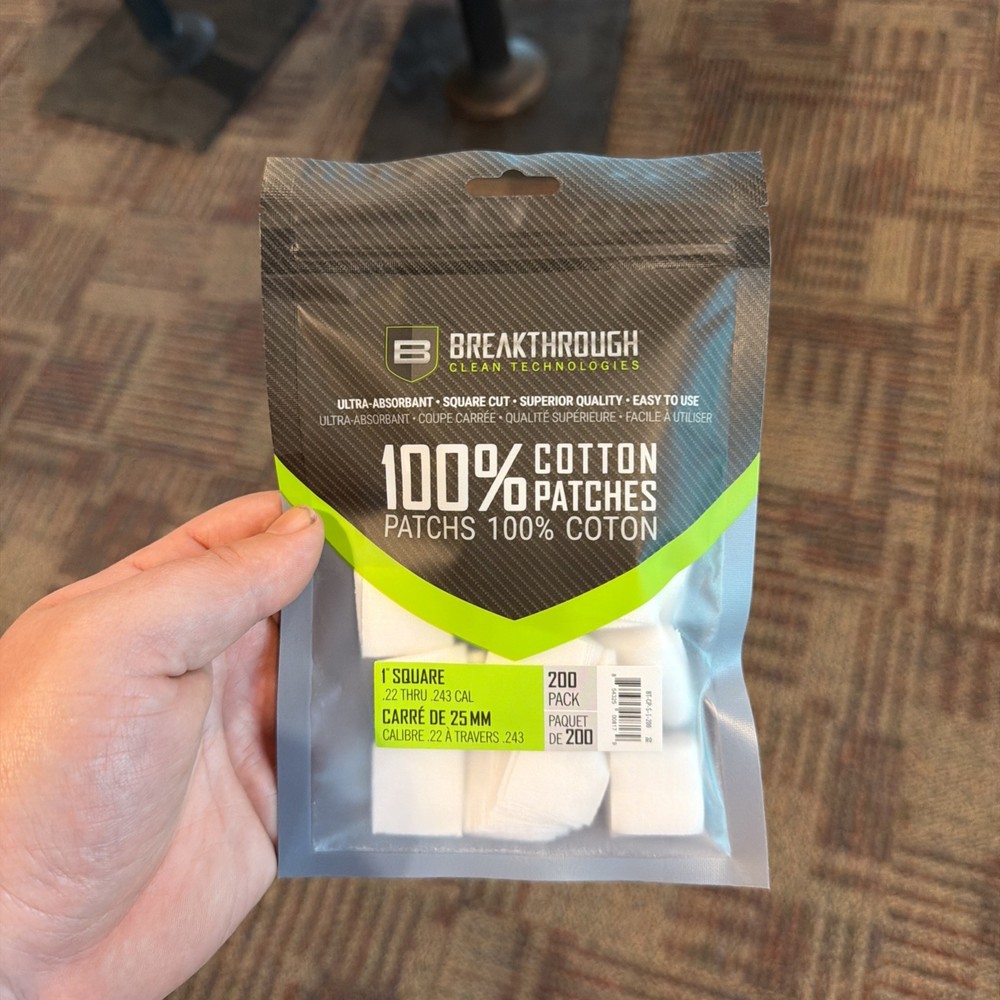 Breakthrough Cleaning Square Cotton Patches .22-243 Caliber – BTCPS1200