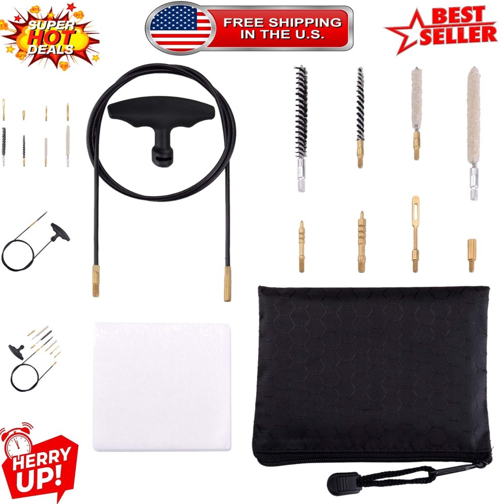 Complete Air Rifle Cleaning Solution .177 & .22 Cal with Quality Brushes & Pouch
