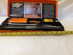 Vintage Orange Hoppe’s 9 Gun Cleaning Kit Storage Box Universal Shotgun Kit Hops