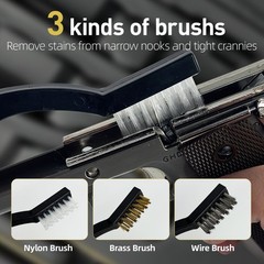 Rifle Gun Cleaning Kit with Brass Rods Nylon Brushes and Jags Tool Set