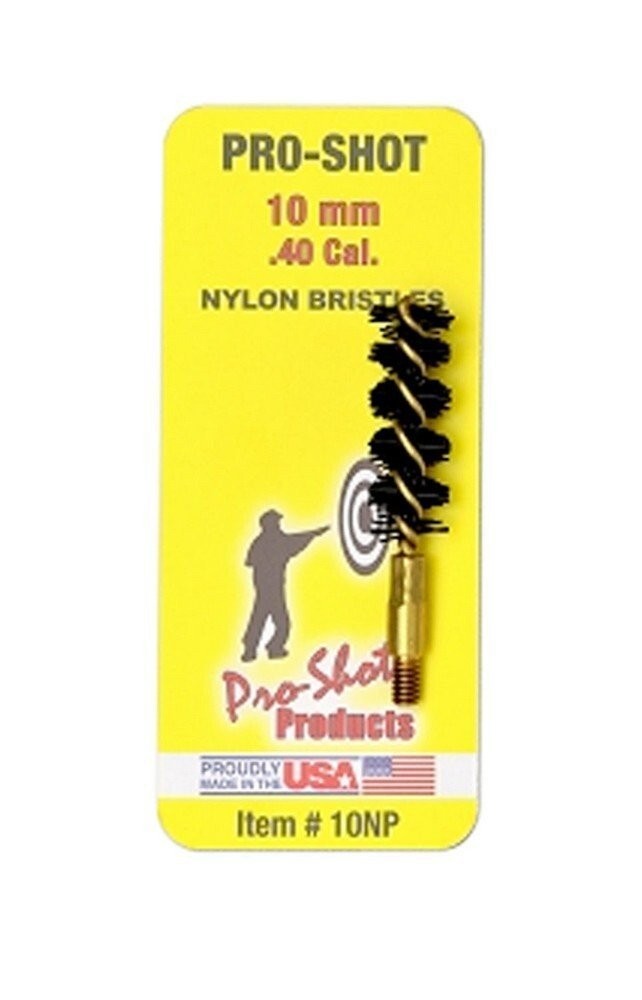 Pro-Shot Bore Brush For .40 Cal/10mm Pistol Heavy Duty Stiff Nylon Bristles 10NP