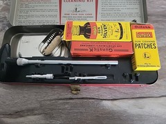 3 Vintage Outers GUNSLICK Revolver Cleaning Kit .45 Cal 30 Cal & 22 Cal Tin Case