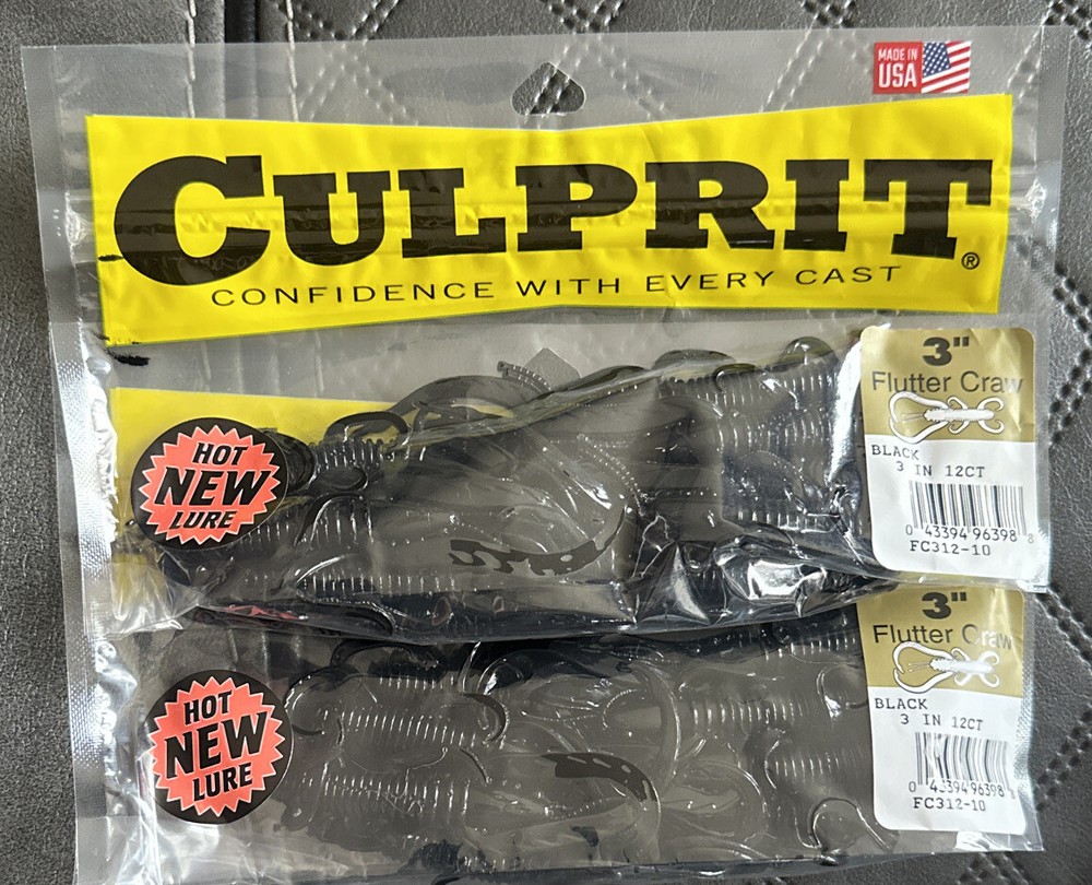 2 Packs Culprit 3” Flutter Craw Black
