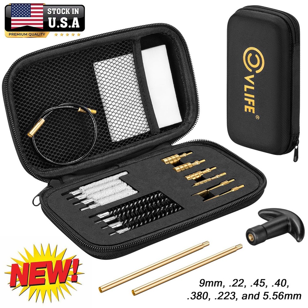 Gun Cleaning Kit for Pistols Handgun Rifle for 9mm/.22/.40/.45/.38/.357CAL Brass