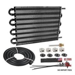 5/16″ Transmission Oil Cooler Tube and Fin Cooler Kit Universal 8 Pass Black