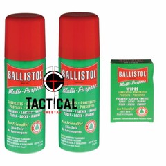Ballistol Multi-Purpose Wipes (10 wipes) 2 Cans of 1.5 oz Spray Gun Cleaning &