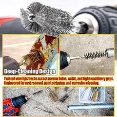 16-Piece Bore Brush Set – 304 Stainless Steel & Brass Drill Wire Bore Cleaning B