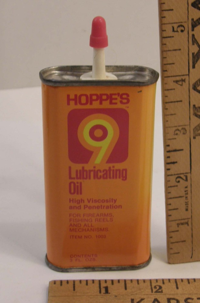 HOPPE’S No 9 LUBRICATING OIL OILER TIN 1/2 FULL APPROXIMATELY 1.5 FLUID OUNCES