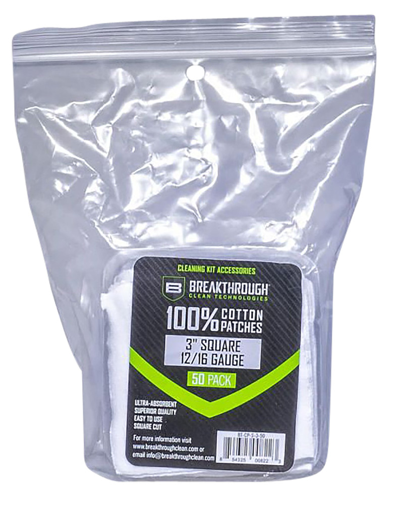Breakthrough Clean BTCPS350 Square Cleaning Patches 100% Cotton 50 Pack For 12-