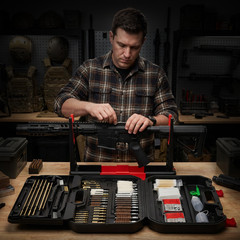Universal Gun Cleaning Kit w/ Folding Stand for Rifle Pistol Shotgun Hard Carry