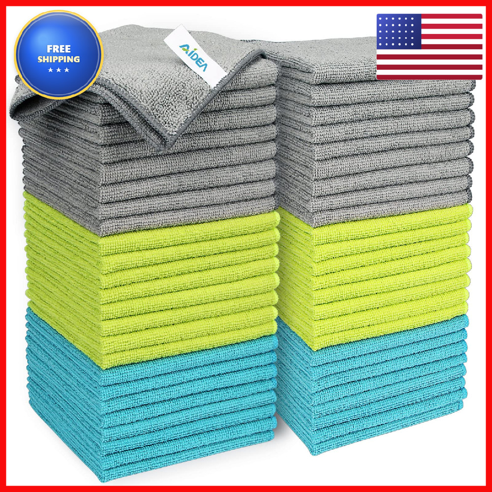 Aidea Microfiber Cleaning Cloth-50Pk Soft Microfiber Towels For Cars Absorbent